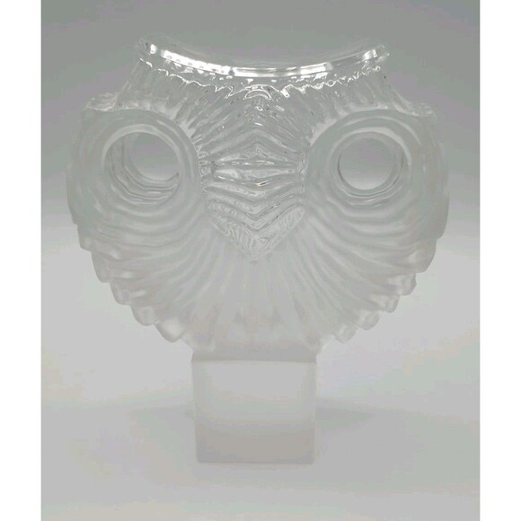 Vtg Xavier Melendez Signed Glass Owl Face Large Heavy Glass Art  DAMAGED - Picture 1 of 6